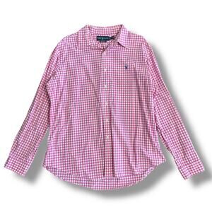 Ralph Lauren Custom Fit Pink Gingham Button-Down Shirt Men’s XL